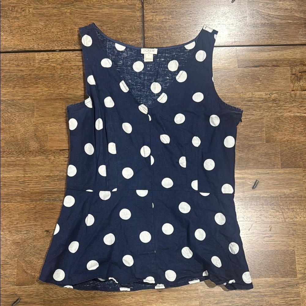 J. Crew Blue Sleeveless Scoop Neck Peplum Tank Top